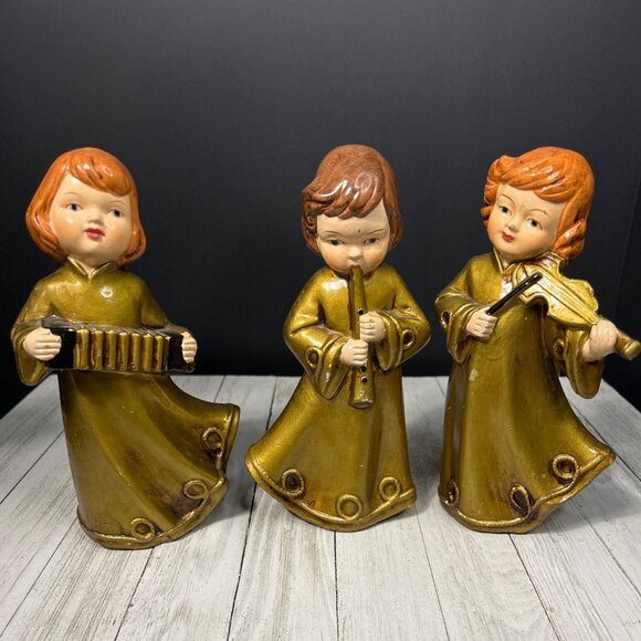 Vintage Ardco Fine Quality Dallas Musical Angels Figurines JAPAN - Set Of 3 - Picture 1 of 10